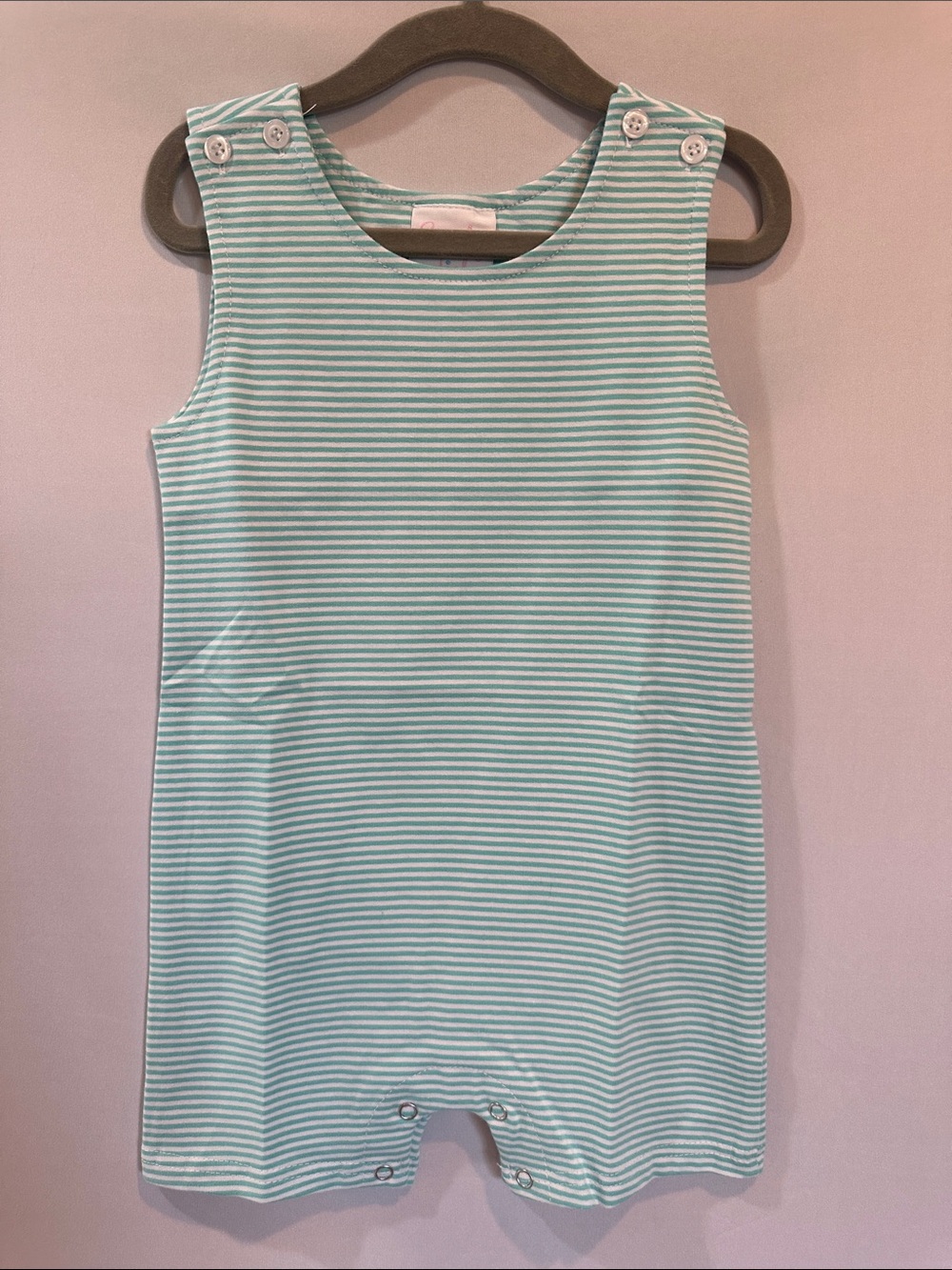 Sleeveless Mint Green Striped Kids Romper
